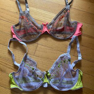 lot of 2 Huit made in France sheer balconette bras